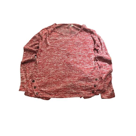 Red Marled Henley S – Suede Elbow Patches + Back Buttons - Picture 3 of 4